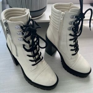 G by GUESS Lace-Up White Combat Boots | Street Style Core